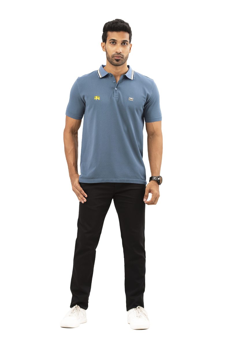 Moose Men's Seamless Slim Fit Polo T-Shirt - Aegean Blue
