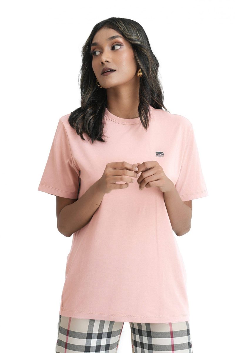 Comfort Fit Crew Neck T-shirt - Light Peach