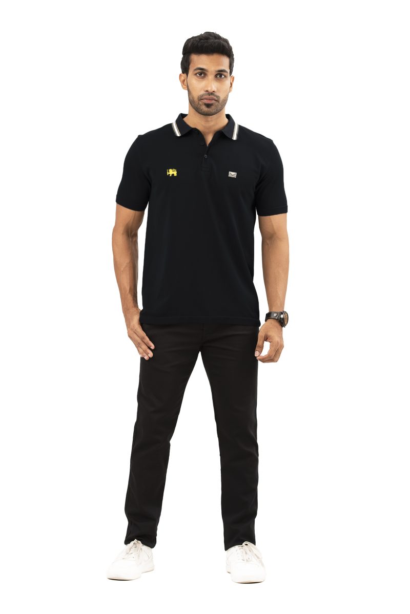 Moose Men's Seamless Slim Fit Polo T-Shirt - Jet Black
