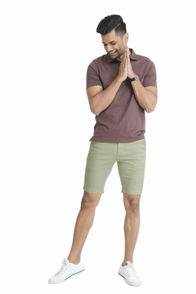 Men's Slim Fit Chino Short - Cord Beige 8
