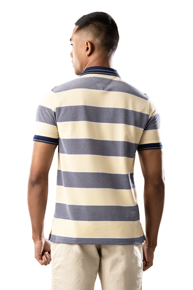Moose Men's Superior Pique Polo T-Shirt - Chambray Stripe - Image 3