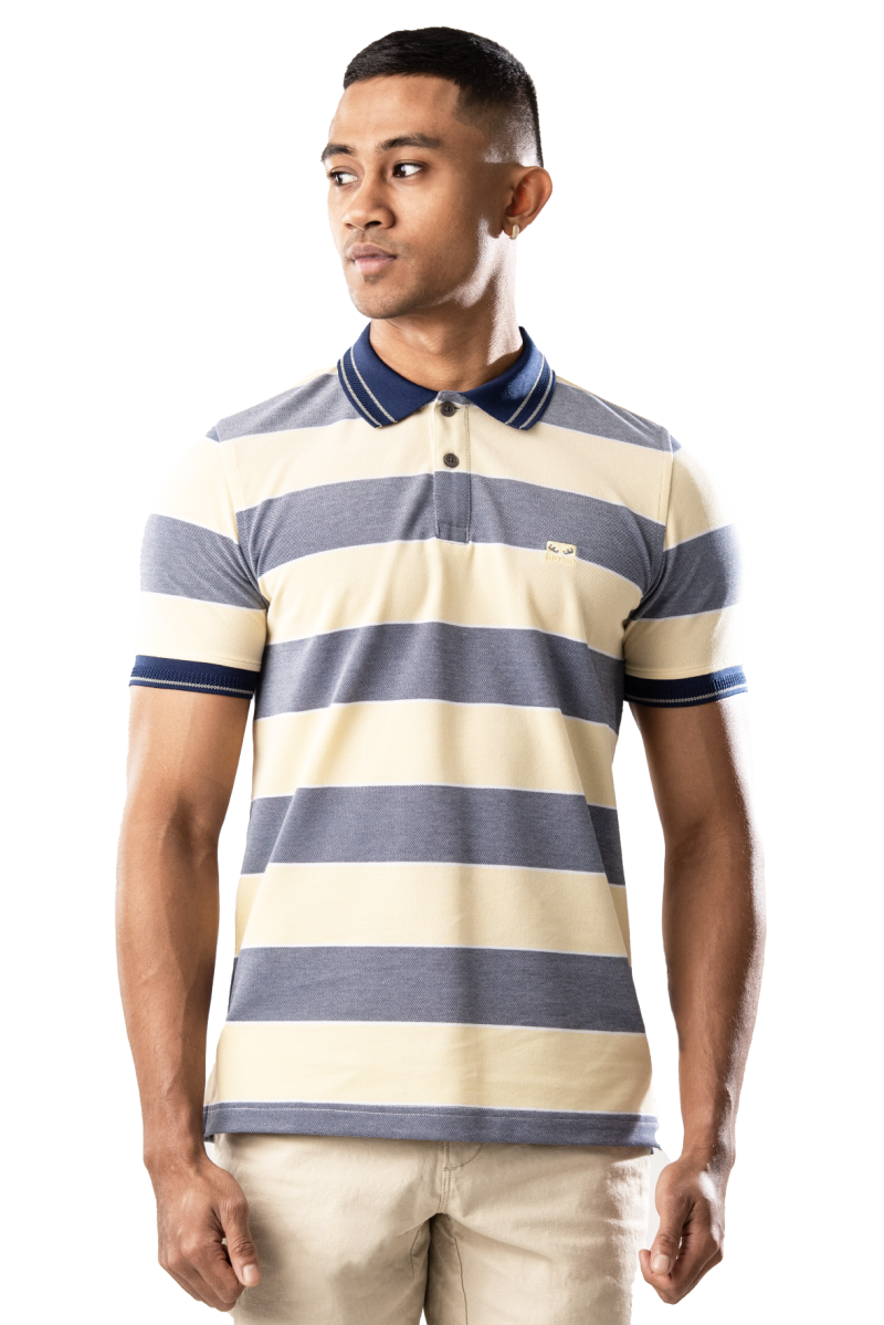 Moose Men's Superior Pique Polo T-Shirt - Chambray Stripe - Image 2