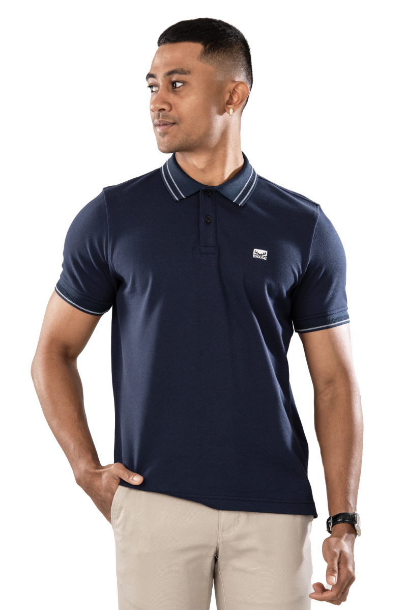 Moose Men’s Superior Pique Polo T-Shirt - Moonlit Ocean - Image 2