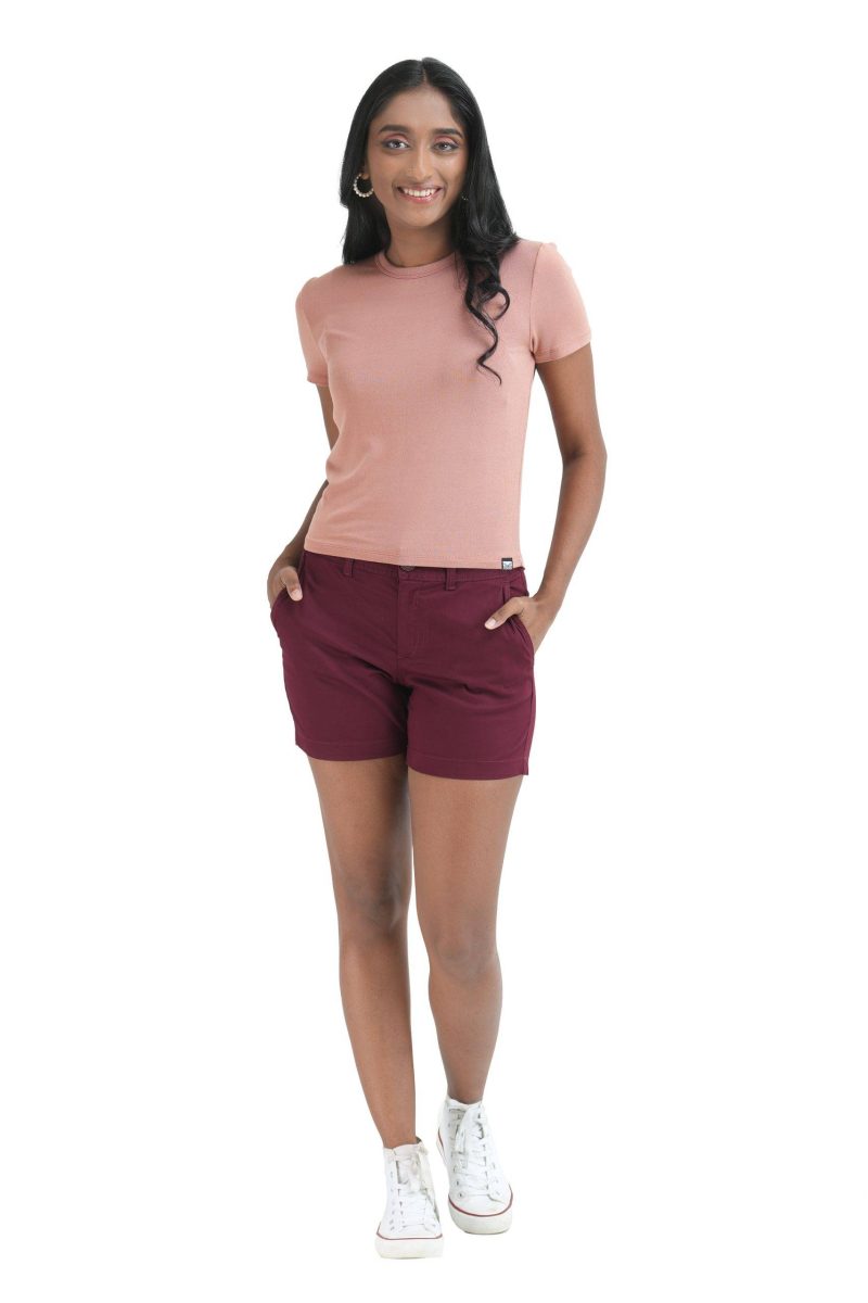 Women's Chino Short - Burgundy Red 4