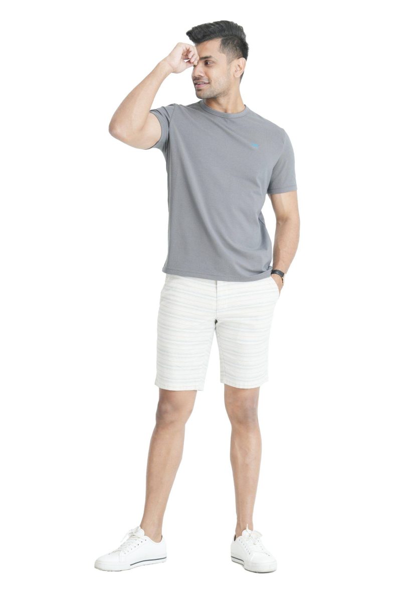 Men's Slim Fit Chino Short - White Print 2 - Image 3