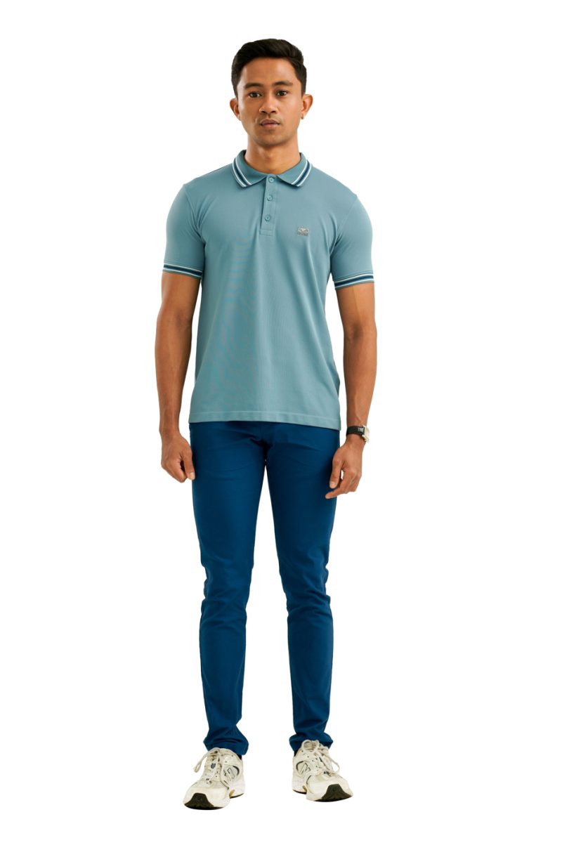 Moose Men's Solid Seamless Polo T-Shirt - Aqua