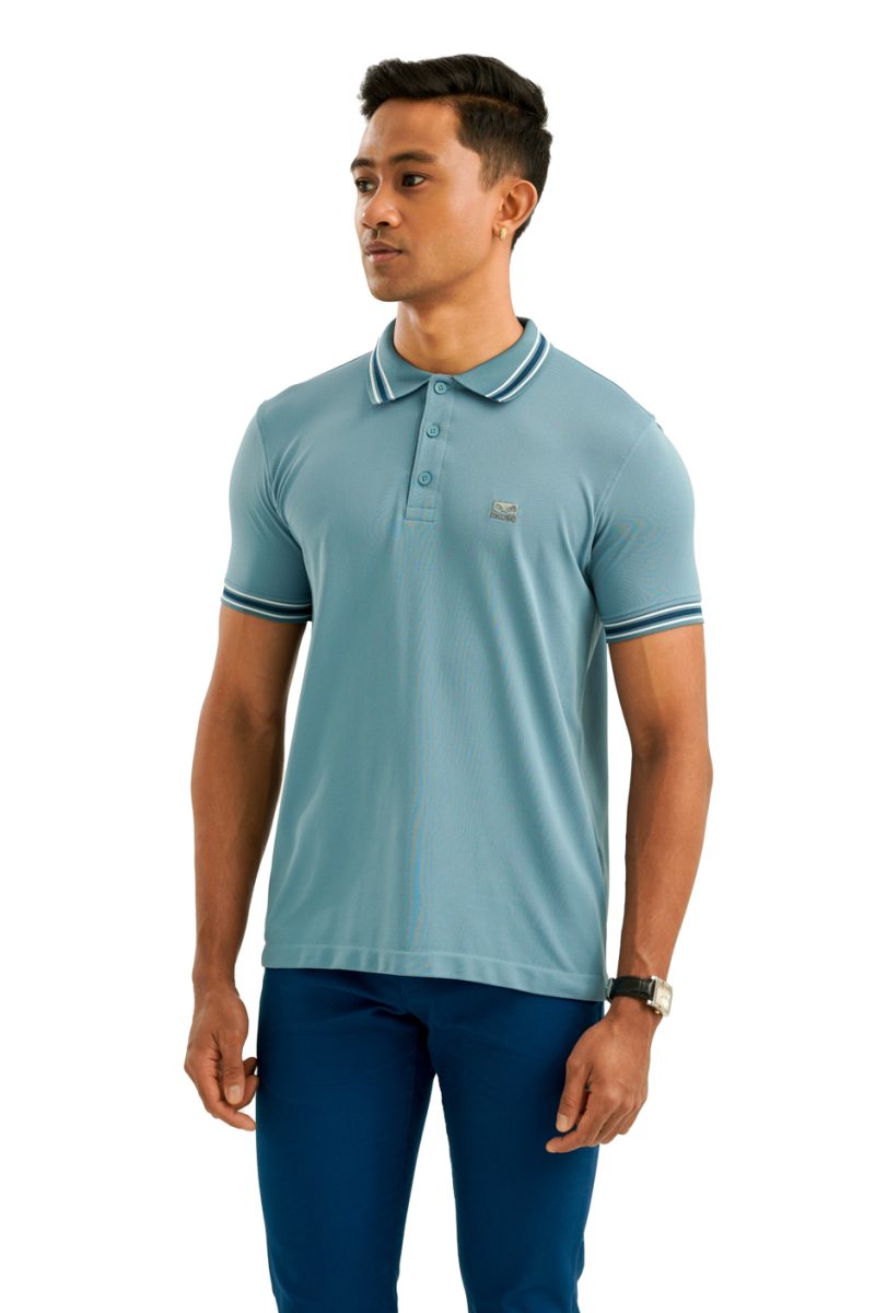 Moose Men's Solid Seamless Polo T-Shirt - Aqua - Image 2