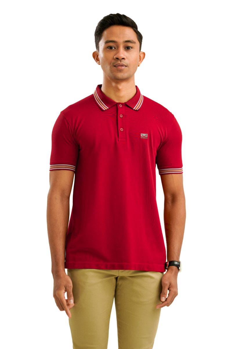 Moose Men's Solid Seamless Polo T-Shirt - Jalapeno Red - Image 2