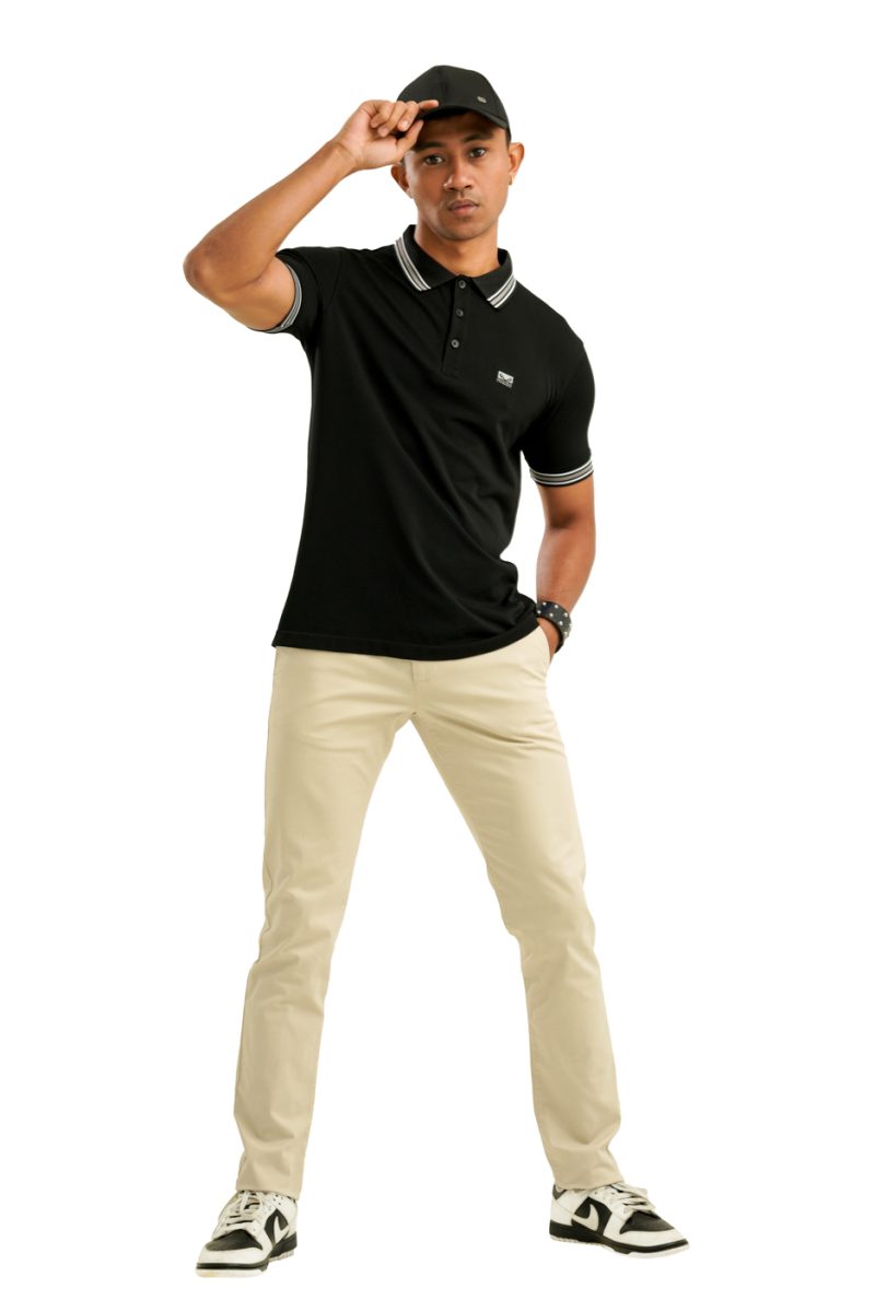 Moose Men's Solid Seamless Polo T-Shirt - Jet Black