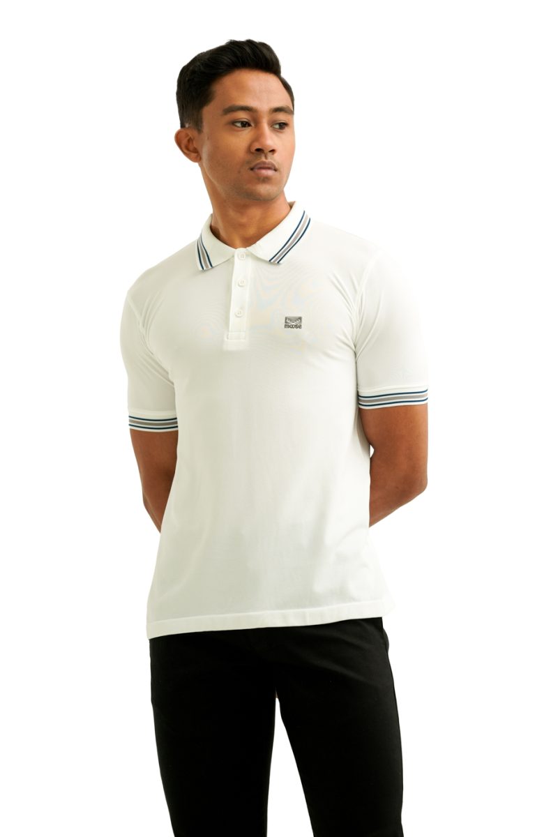 Moose Men's Solid Seamless Polo T-Shirt - Snow White - Image 2