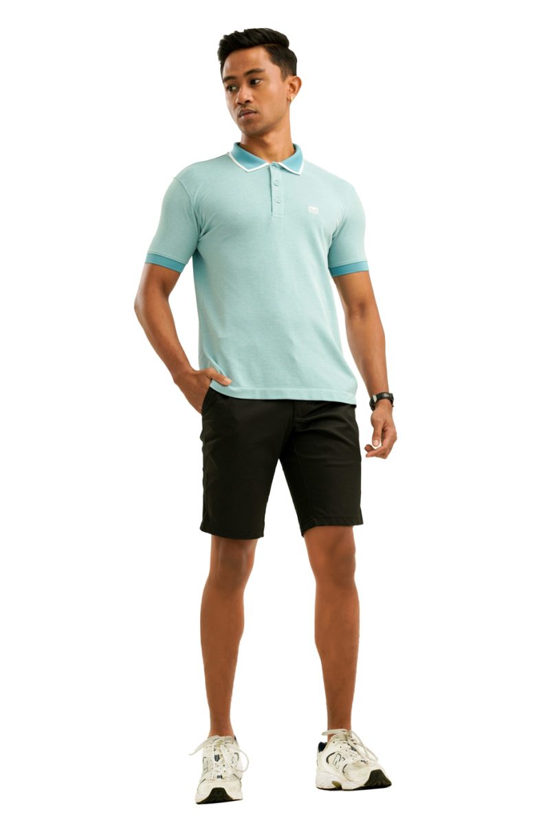 Moose Men's Marl Seamless Polo T-Shirt - Aquamarine