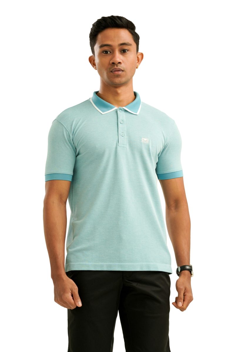 Moose Men's Marl Seamless Polo T-Shirt - Aquamarine - Image 2