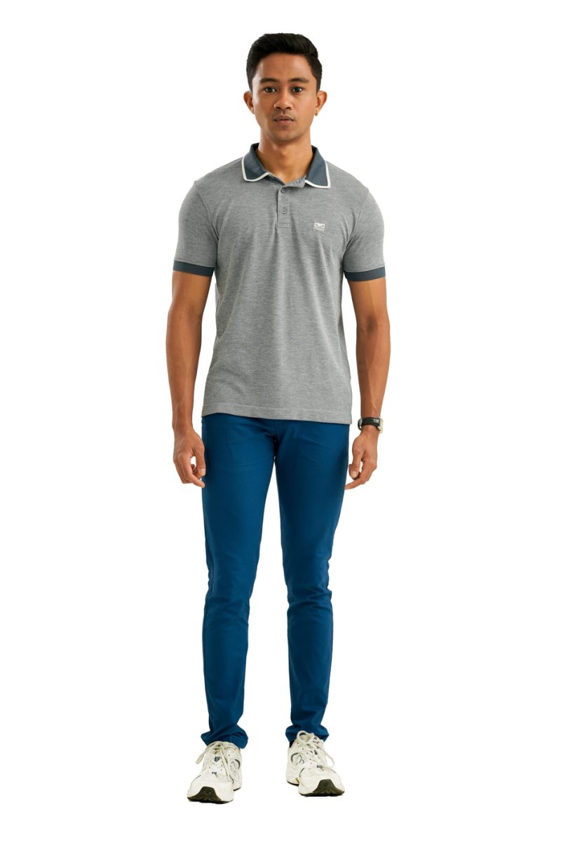 Moose Men's Marl Seamless Polo T-Shirt - Evening Blue