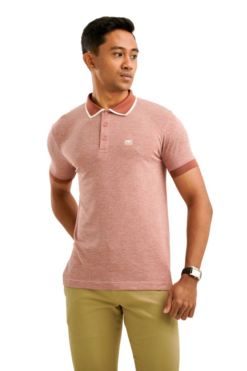 Moose Men's Marl Seamless Polo T-Shirt - Mineral Red - Image 2