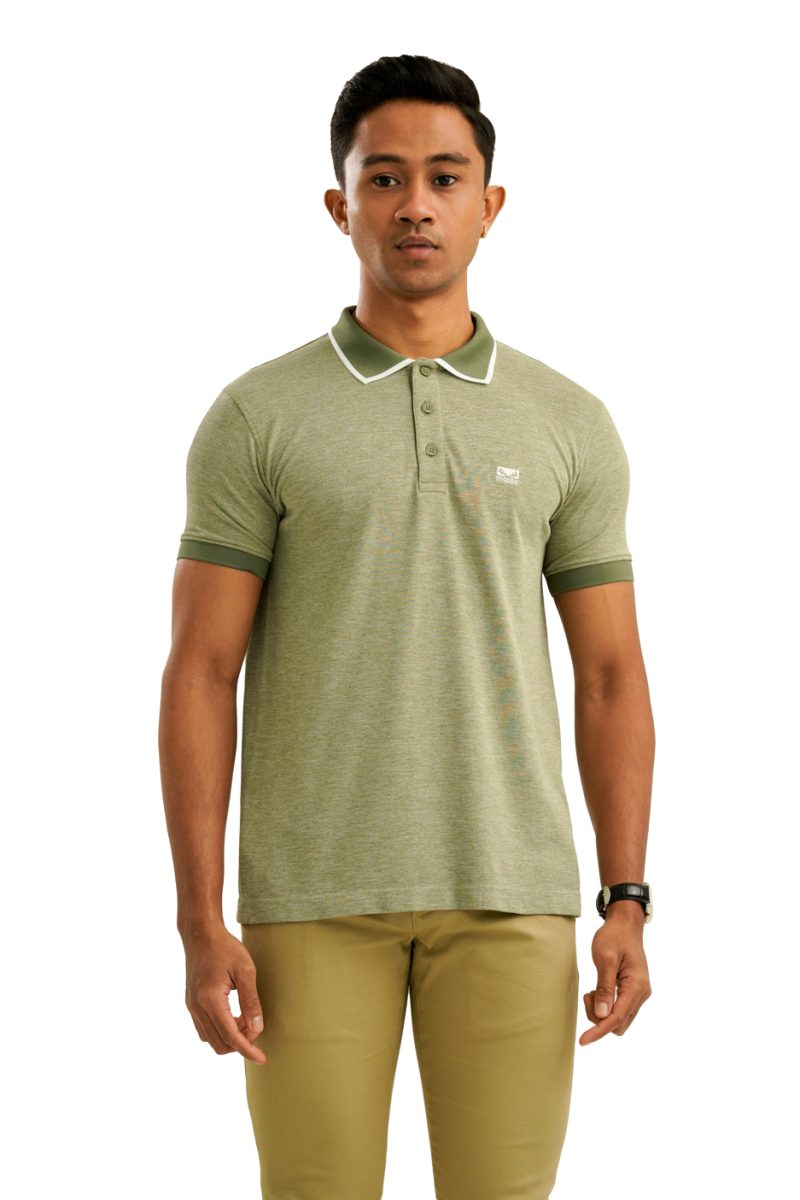 Moose Men's Marl Seamless Polo T-Shirt - Smoke Green - Image 2