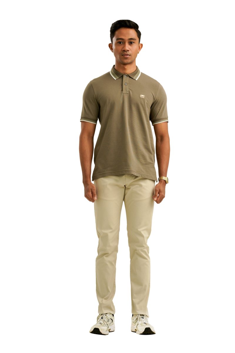 Moose Men's Terry Polo T-Shirt - Charcoal Brown