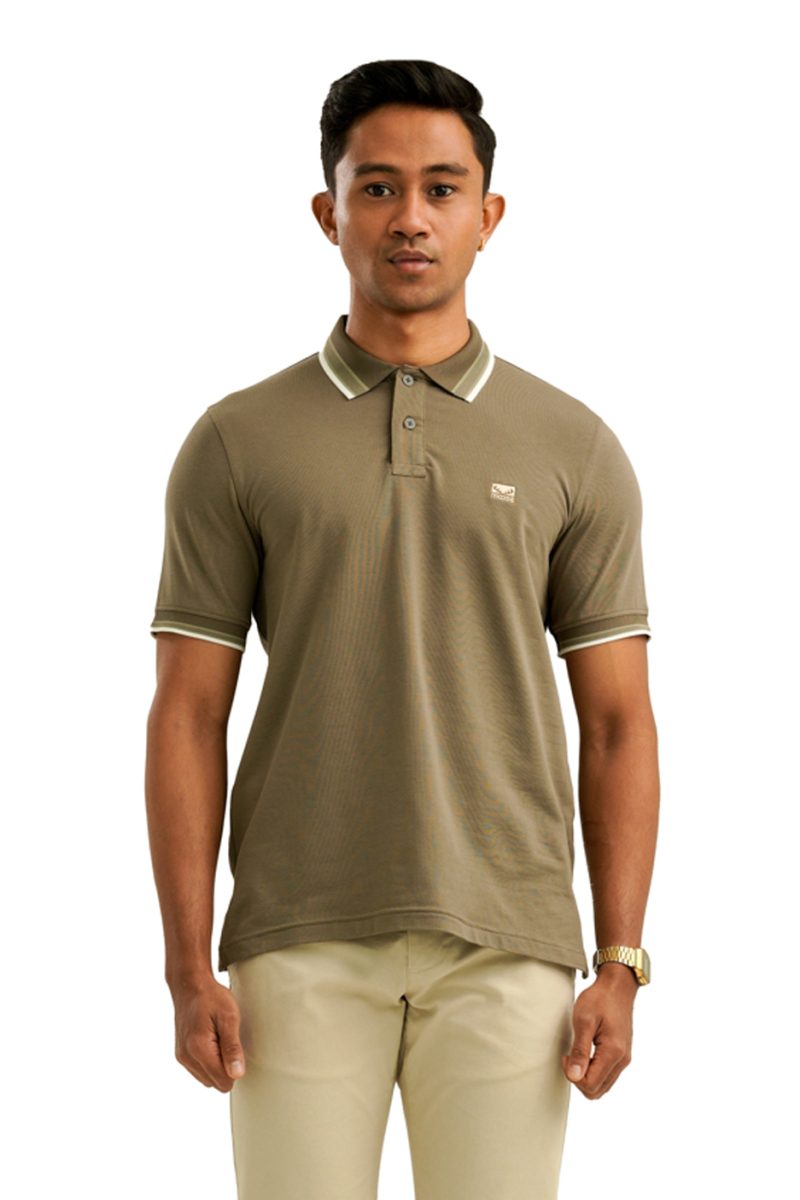 Moose Men's Terry Polo T-Shirt - Charcoal Brown - Image 2