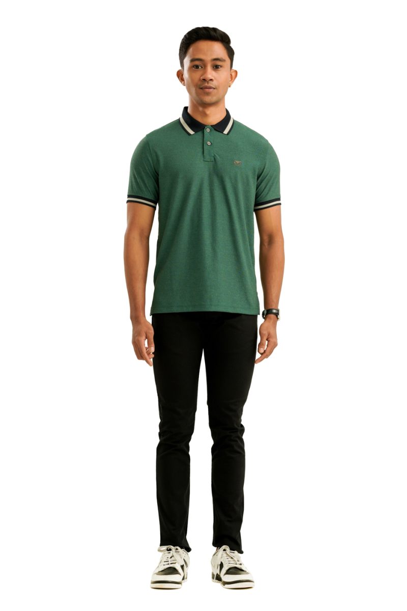 Moose Men's Jacquard Polo T-Shirt - Green Spruce