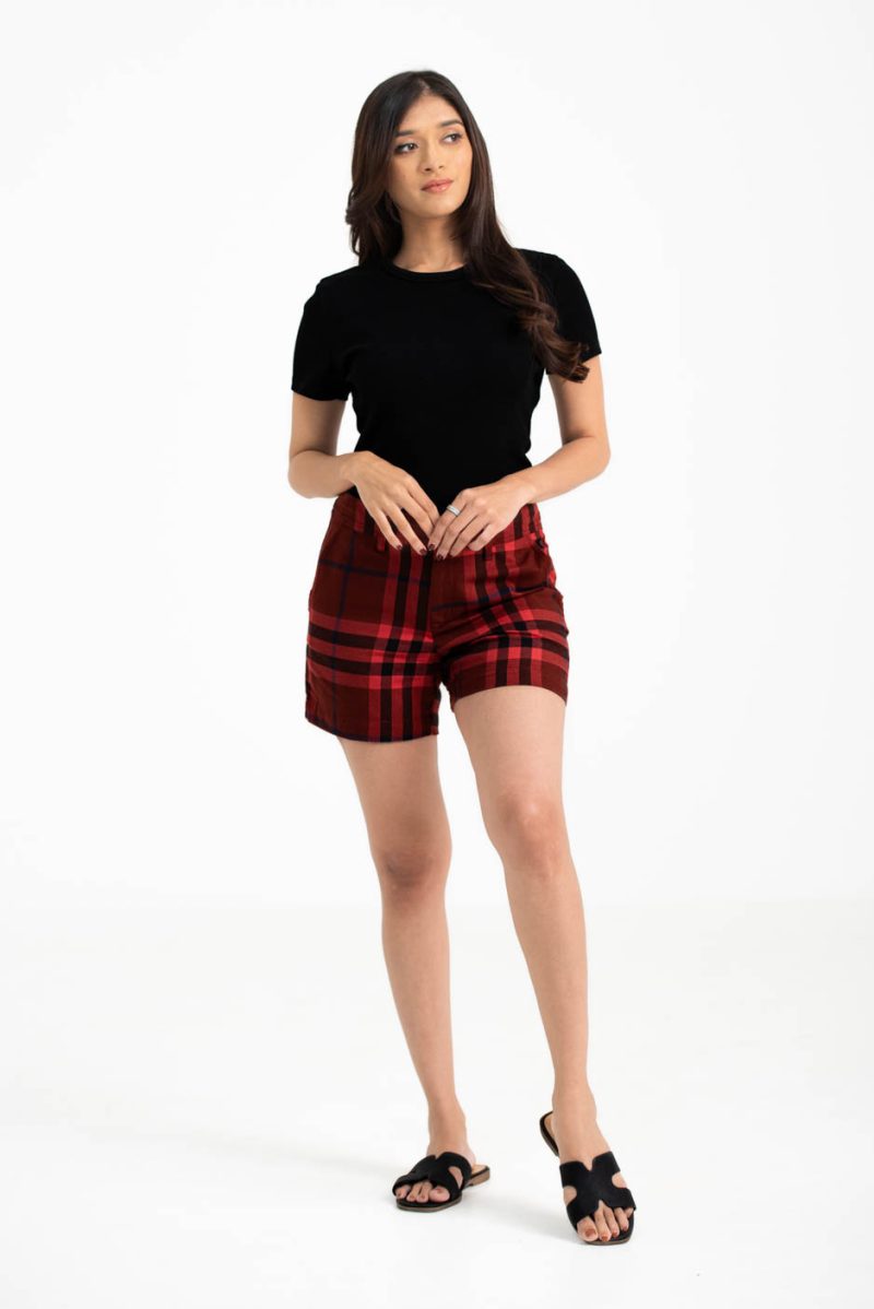 Women's Chino Short - Red Check 1
