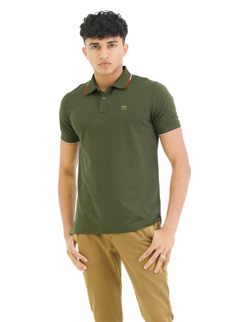 Moose Men's Minimal Stripe Polo T-Shirt - Dark Olive - Image 2