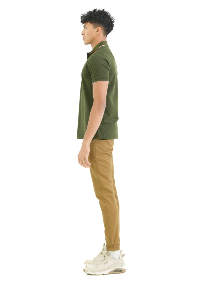 Moose Men's Minimal Stripe Polo T-Shirt - Dark Olive - Image 3