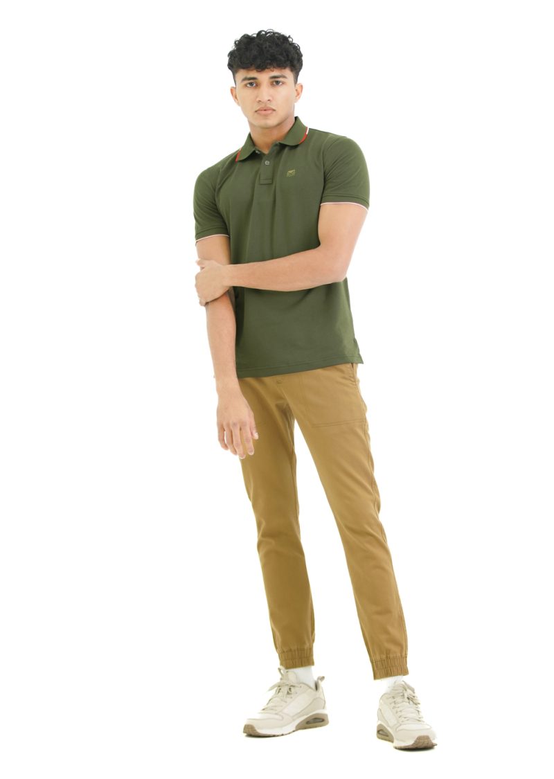 Moose Men's Minimal Stripe Polo T-Shirt - Dark Olive