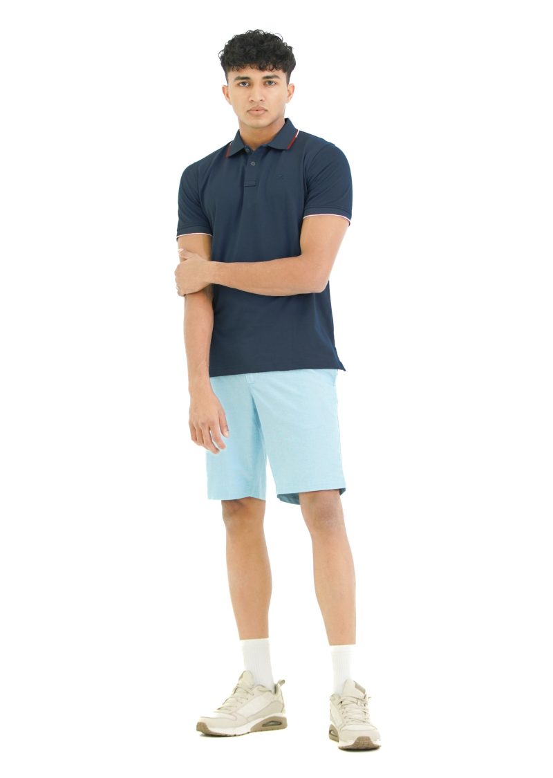 Moose Men's Minimal Stripe Polo T-Shirt - Pale Cobalt