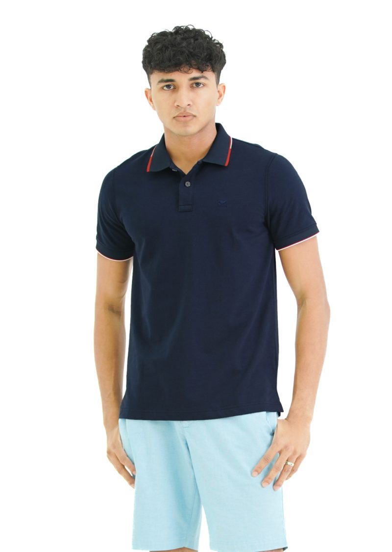 Moose Men's Minimal Stripe Polo T-Shirt - Space Blue - Image 2