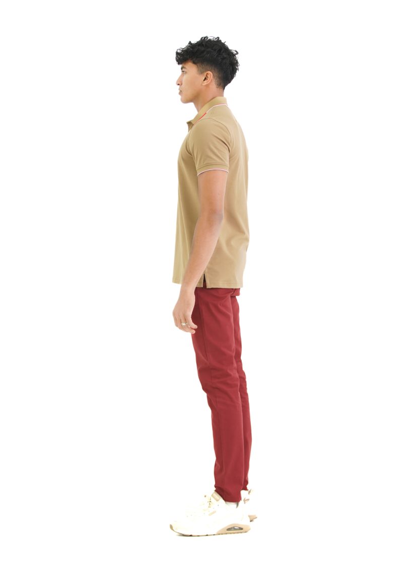 Moose Men's Minimal Stripe Polo T-Shirt - Wheat - Image 3