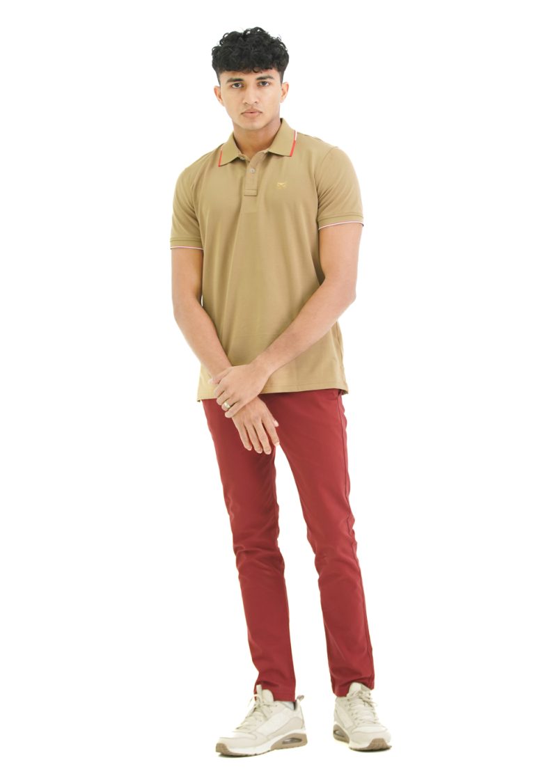 Moose Men's Minimal Stripe Polo T-Shirt - Wheat