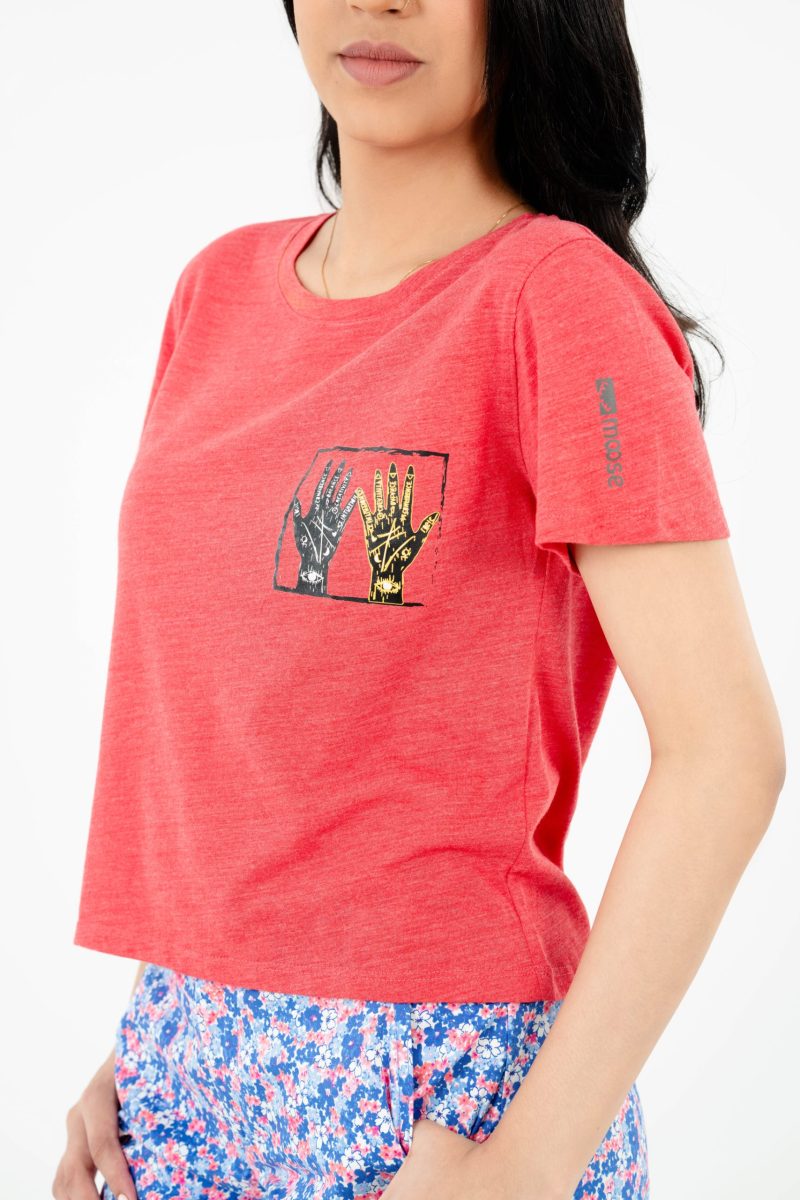Mystic Magic Printed Crew Neck T-shirt - A37 Ruby Heather - Image 2
