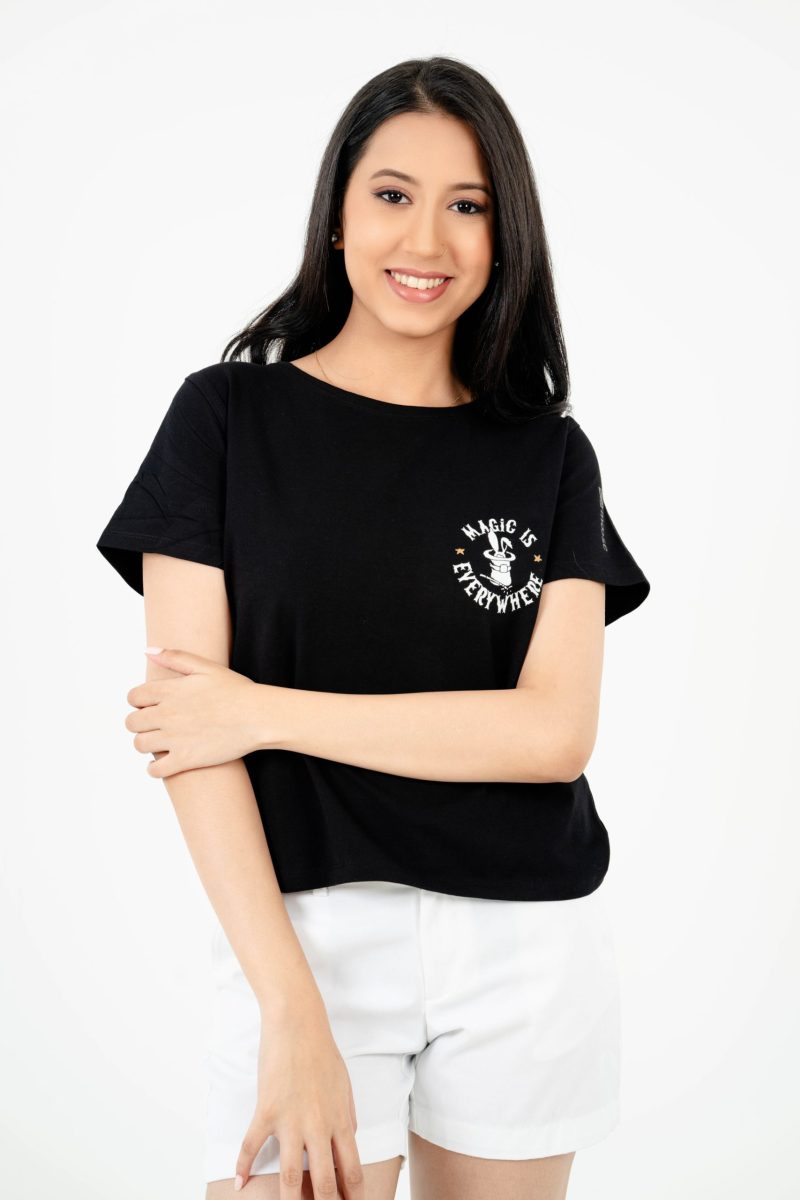 Mystic Magic Printed Crew Neck T-shirt - A40 Black