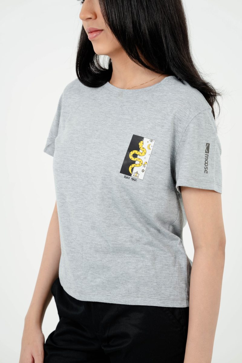 Mystic Magic Printed Crew Neck T-shirt - A37 Coin Heather - Image 2