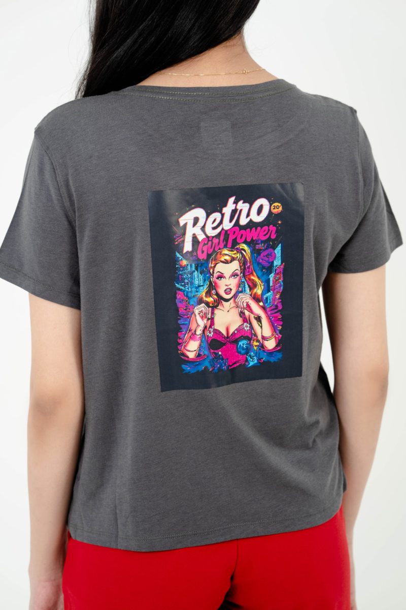Retro Revival Printed Crew Neck T-shirt - A64 Grey Blue