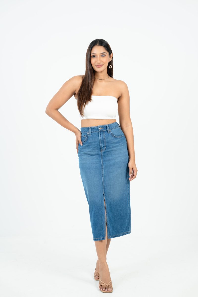 Women's Denim Skirt - Indigo - Image 3