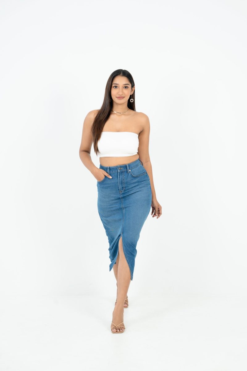 Women's Denim Skirt - Indigo - Image 2