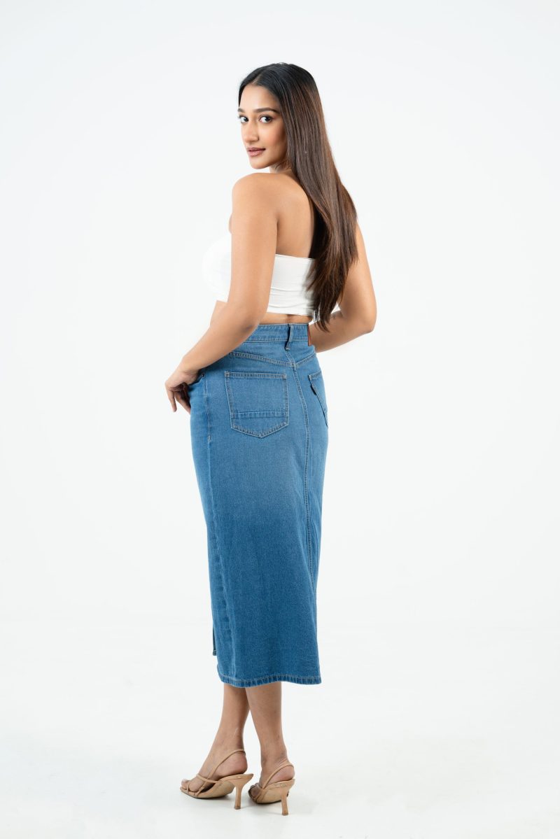 Women's Denim Skirt - Indigo - Image 7
