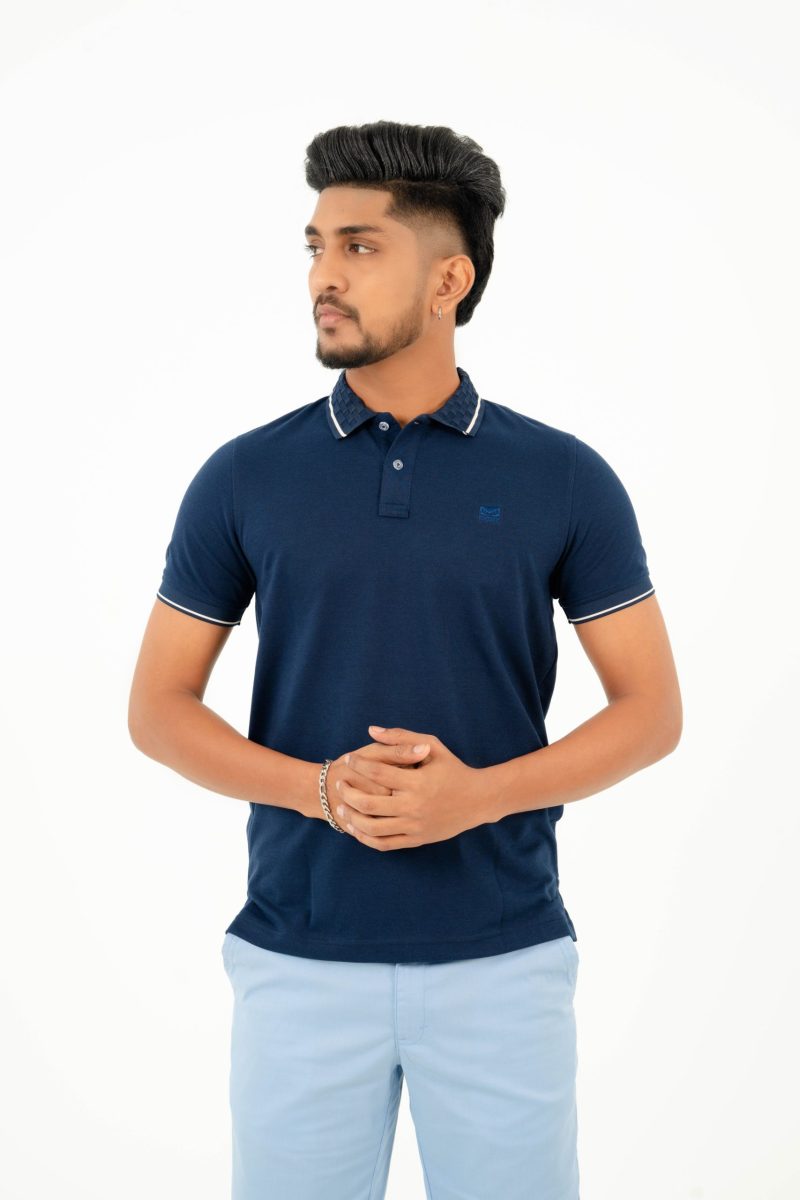 Moose Men's Textured Polo T-shirt - Midnight Blue - Image 2
