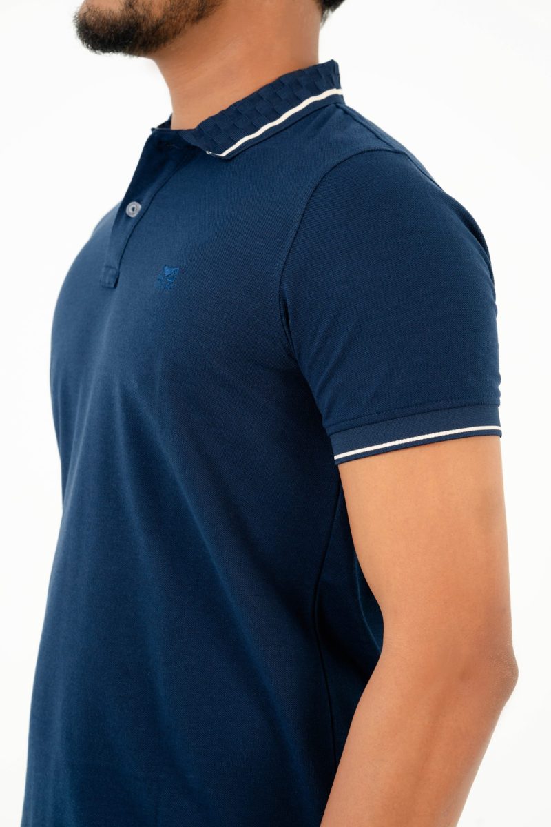 Moose Men's Textured Polo T-shirt - Midnight Blue - Image 3