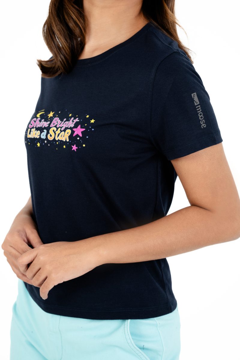 Positive Vibes Printed Crew Neck T-shirt - A53 Dark Sapphire - Image 2