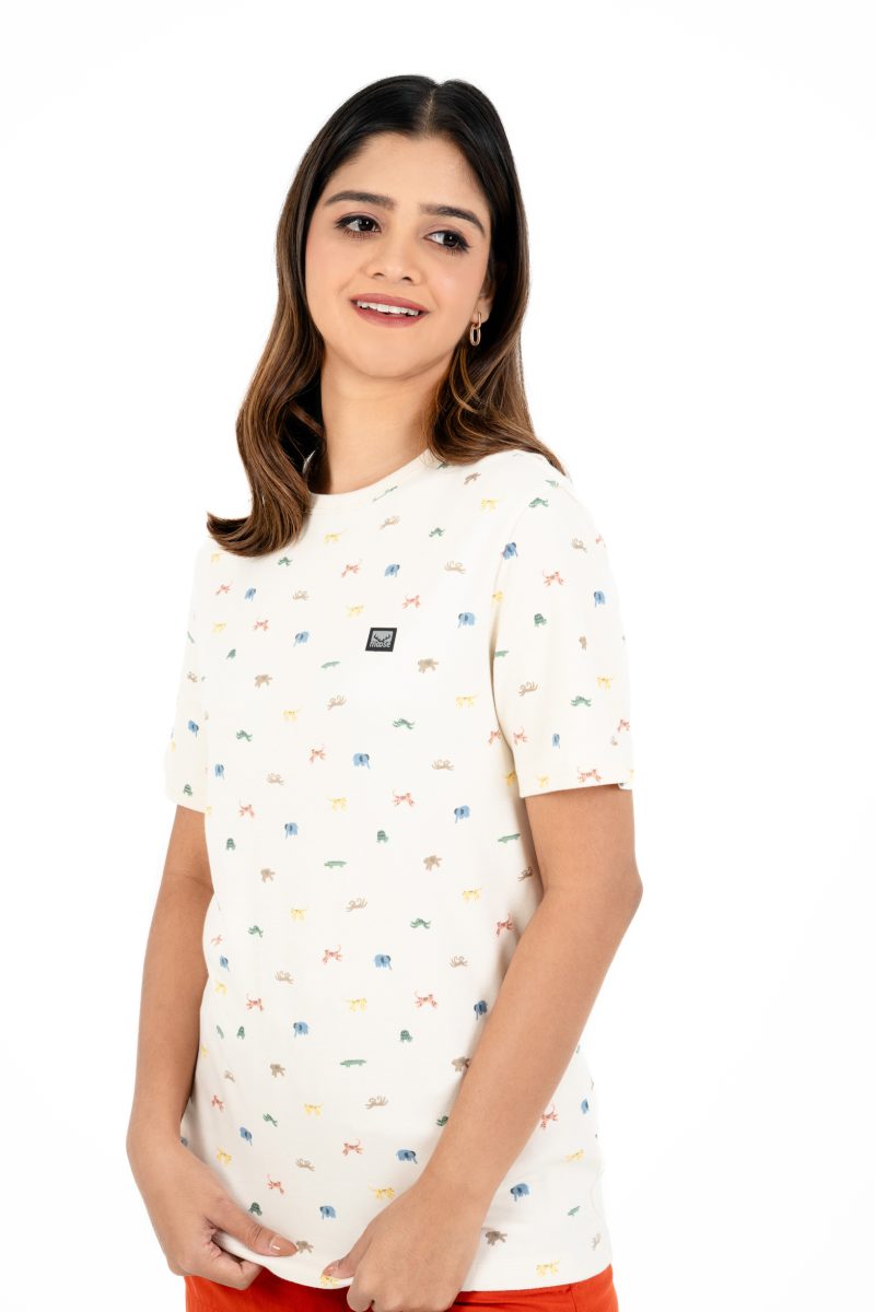 Everyday Essential Tee - Cream Animal Print