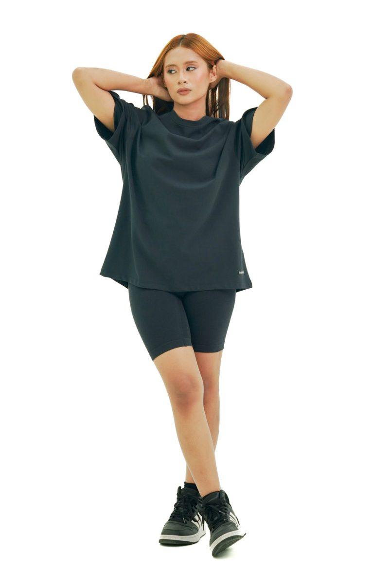 Moose Oversized Solid T-Shirt - Black