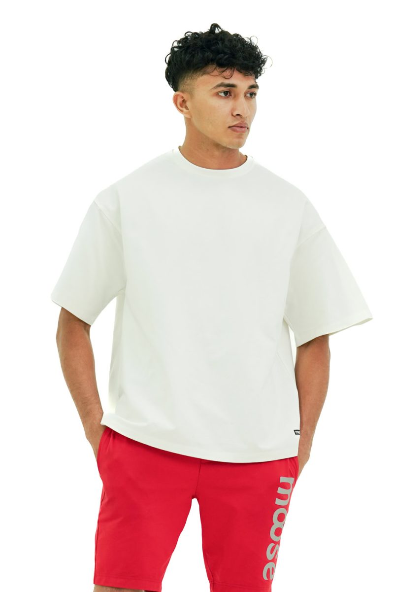 Moose Oversized Solid T-Shirt - White - Image 2