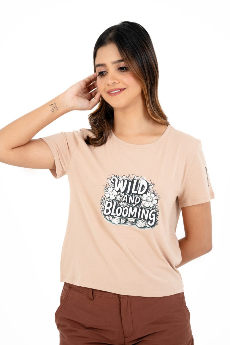 Boho Bliss Printed Crew Neck T-shirt - A1 Rose Dust