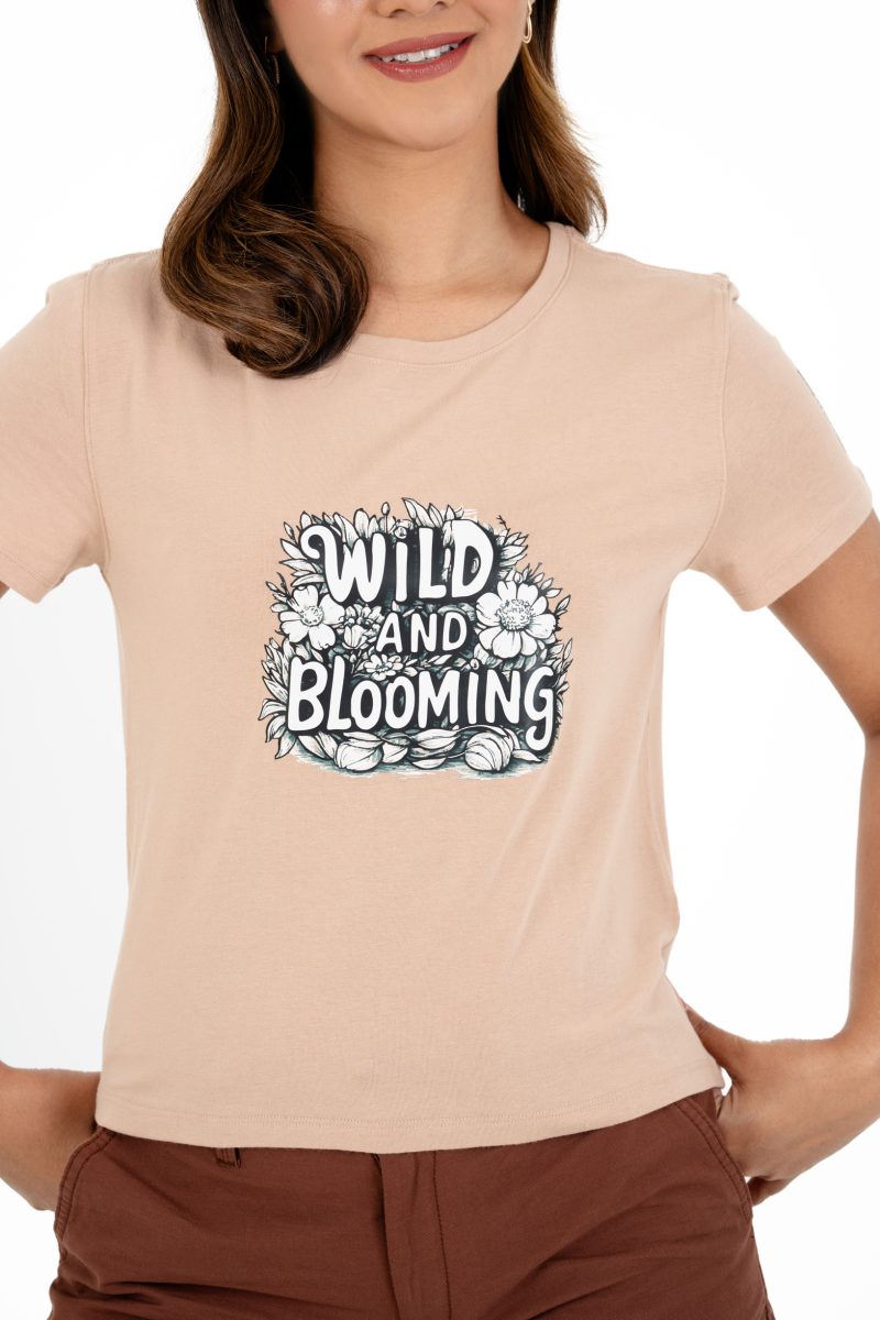 Boho Bliss Printed Crew Neck T-shirt - A1 Rose Dust - Image 3