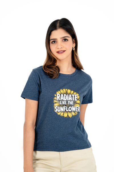 Boho Bliss Printed Crew Neck T-shirt - A10 Ultramarine