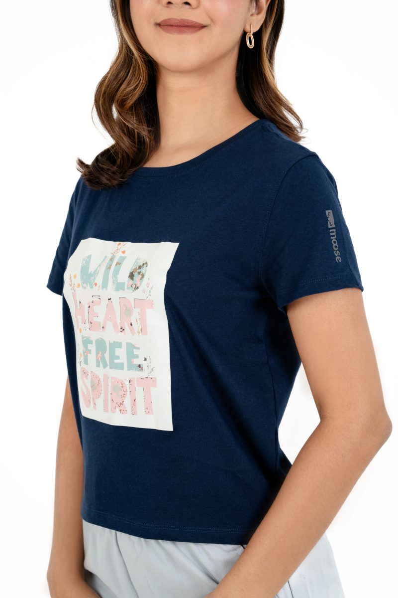 Boho Bliss Printed Crew Neck T-shirt - A3 Ultramarine - Image 2