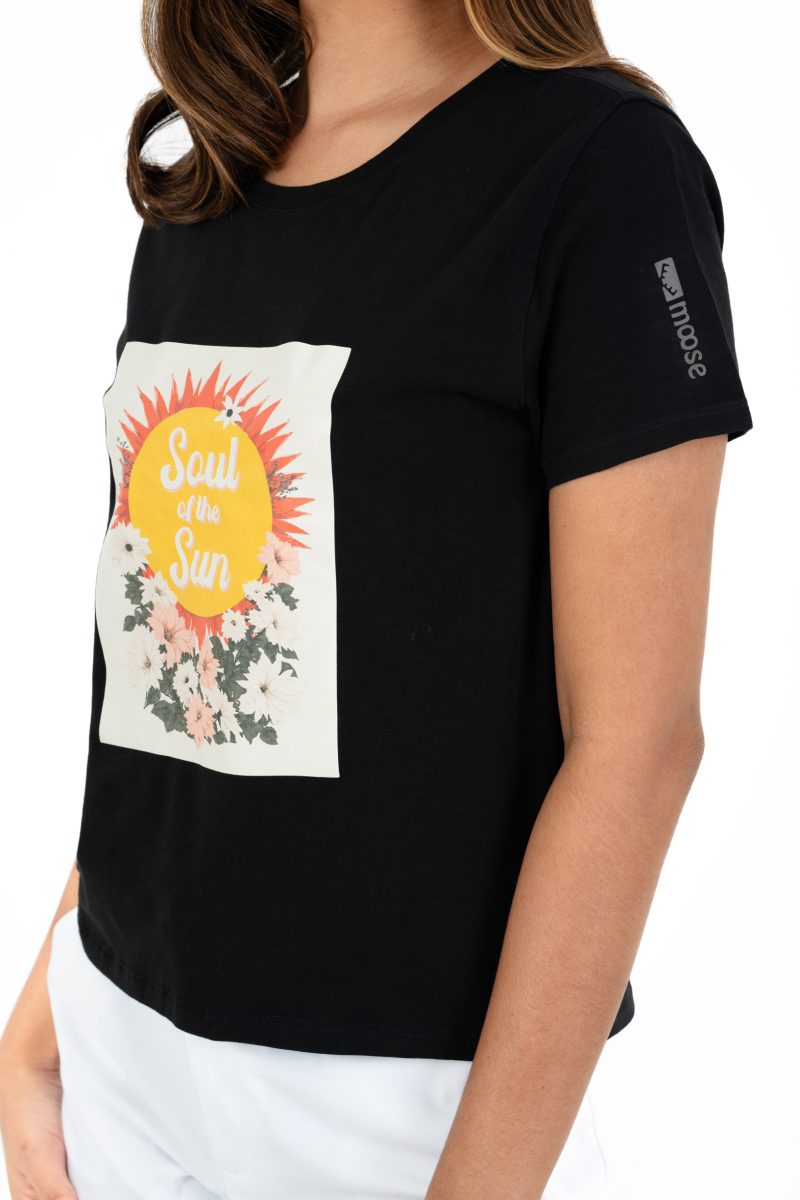 Boho Bliss Printed Crew Neck T-shirt - A5 Black - Image 2