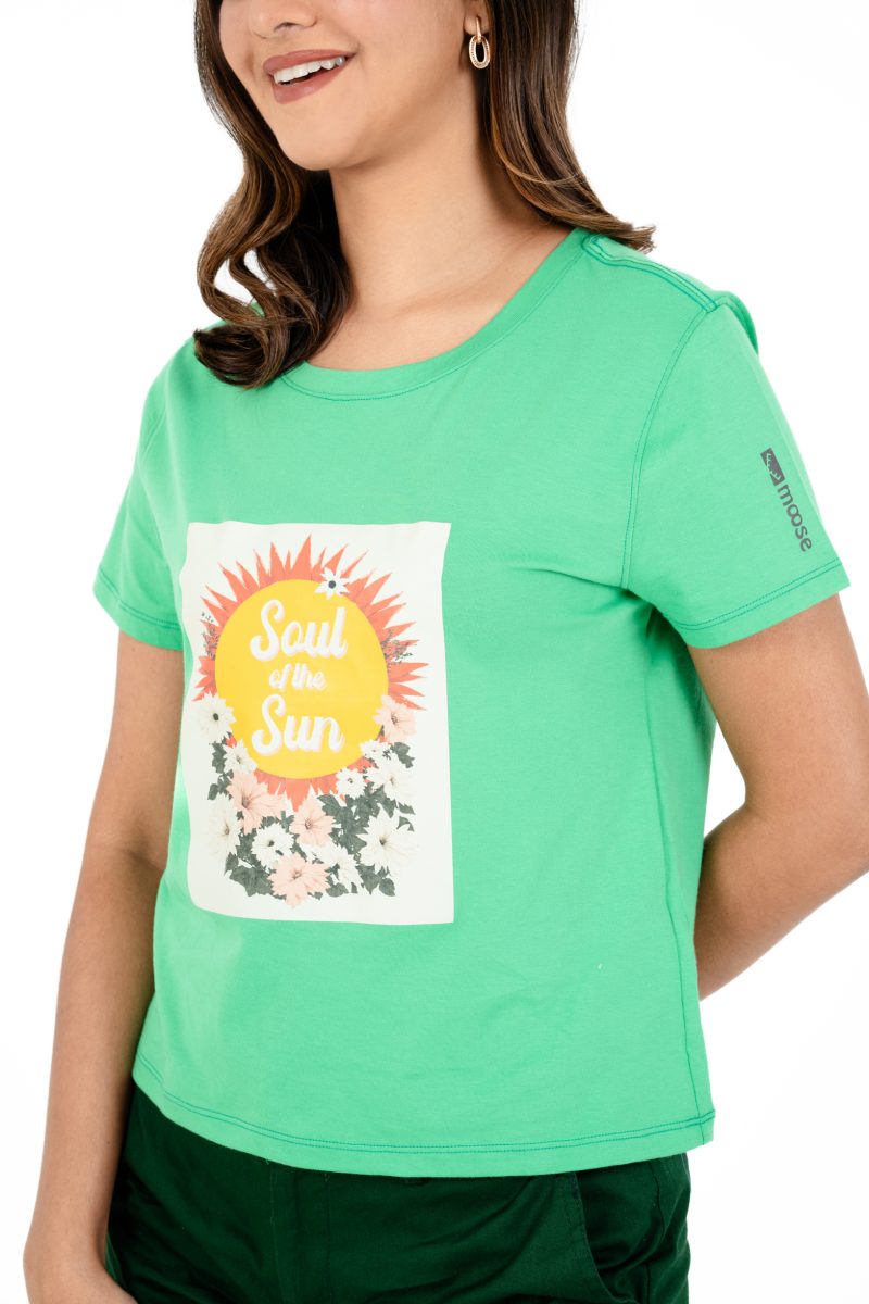 Boho Bliss Printed Crew Neck T-shirt - A5 Mint Green - Image 2