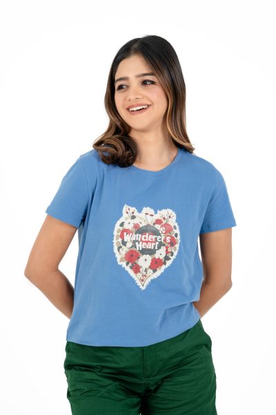 Boho Bliss Printed Crew Neck T-shirt - A7 Blue Nights